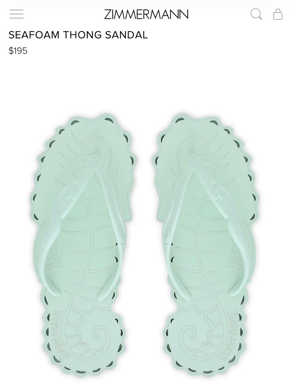 Zimmermann Pale Mint Scalloped Flip Flop Sandals - Picture 4 of 7